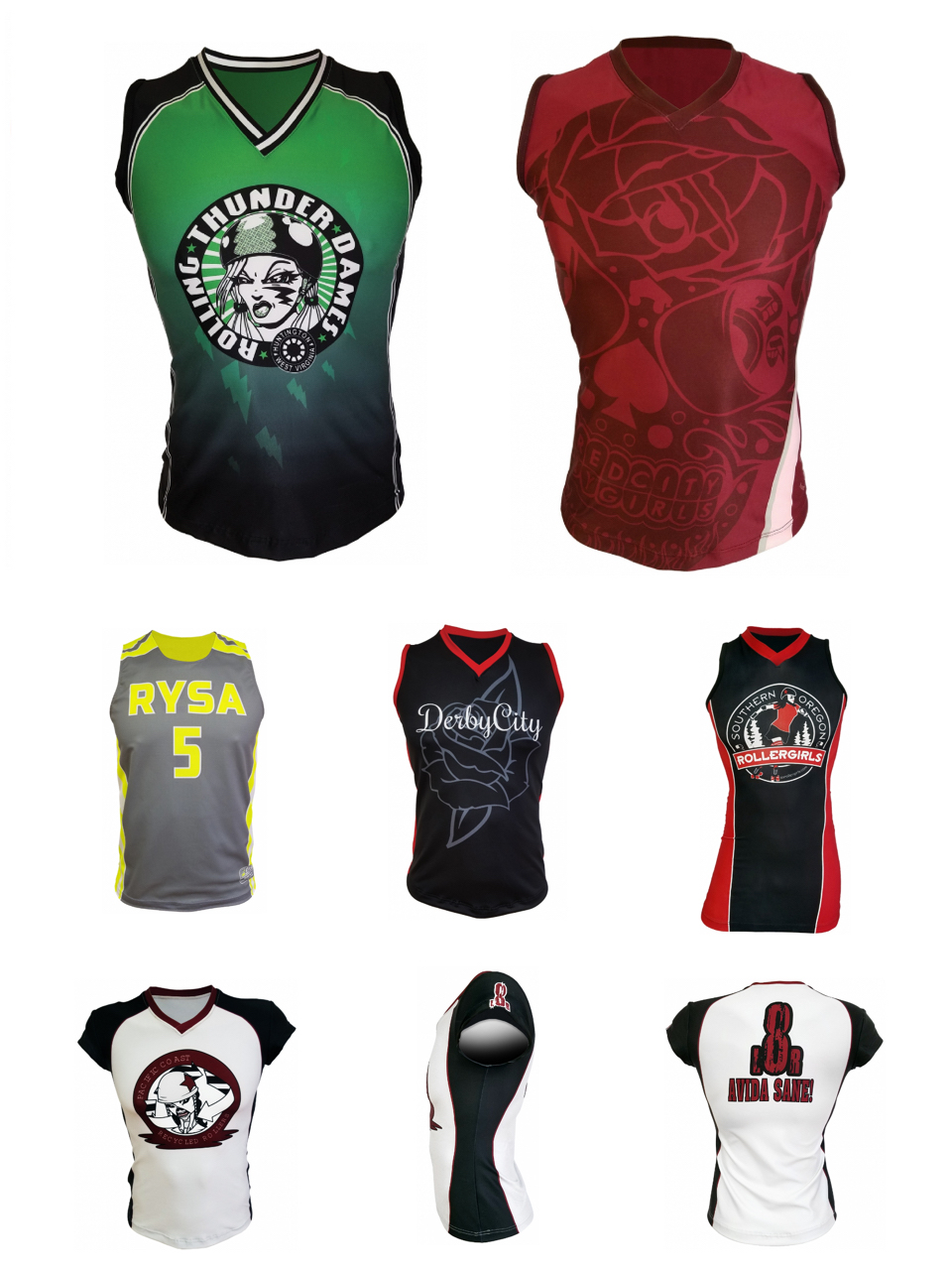 Roller Derby Team Uniforms & Jerseys View Custom Designs, Made in USA